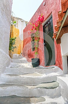 Old narrow street in Anafiotika, Plaka district, Athens, Greece