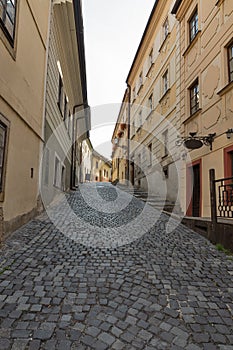 Old narrow street in Bratislava, Slovakia.
