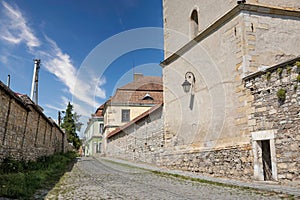 Old narrow street in Kamianets-Podilskyi, Ukraine