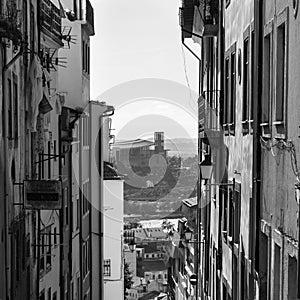 Old Narrow Street in Portuguese Town of Coimbra