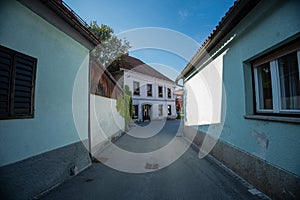 Old and narrow streets in the old part of Lasko, small city in lower slovenian styria famous for its thermal baths and beer