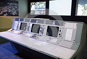 Old NASA control center at exhibition Cosmos