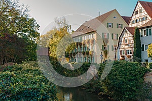 Old national German town house in Bietigheim-Bissingen, Baden-Wuerttemberg, Germany, Europe. Old Town is full of