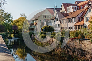 Old national German town house in Bietigheim-Bissingen, Baden-Wuerttemberg, Germany, Europe. Old Town is full of