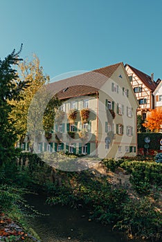 Old national German town house in Bietigheim-Bissingen, Baden-Wuerttemberg, Germany, Europe. Old Town is full of