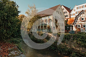 Old national German town house in Bietigheim-Bissingen, Baden-Wuerttemberg, Germany, Europe. Old Town is full of