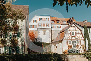 Old national German town house in Bietigheim-Bissingen, Baden-Wuerttemberg, Germany, Europe. Old Town is full of