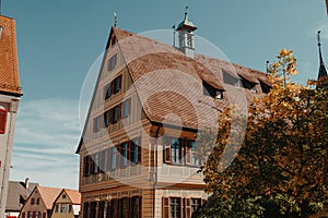 Old national German town house in Bietigheim-Bissingen, Baden-Wuerttemberg, Germany, Europe. Old Town is full of