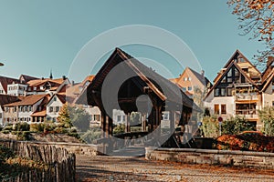 Old national German town house in Bietigheim-Bissingen, Baden-Wuerttemberg, Germany, Europe. Old Town is full of