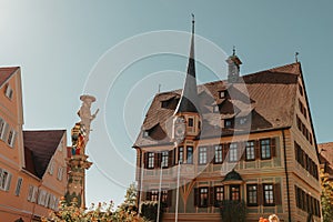 Old national German town house in Bietigheim-Bissingen, Baden-Wuerttemberg, Germany, Europe. Old Town is full of