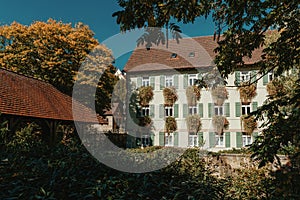 Old national German town house in Bietigheim-Bissingen, Baden-Wuerttemberg, Germany, Europe. Old Town is full of