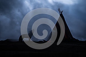 An old native american teepee in the desert