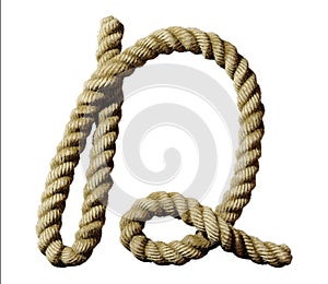 old natural fiber rope bent in the form of letter Dd