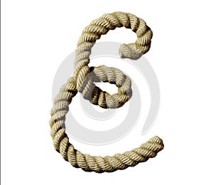 old natural fiber rope bent in the form of letter E