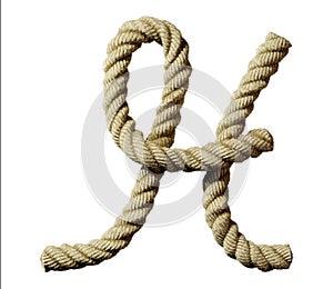 old natural fiber rope bent in the form of letter H