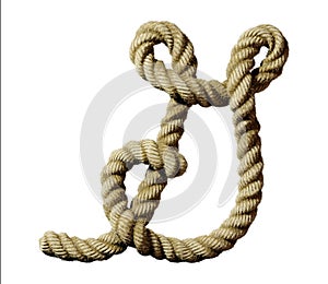 old natural fiber rope bent in the form of letter J