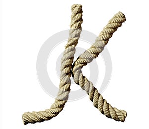 old natural fiber rope bent in the form of letter K