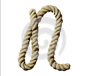 old natural fiber rope bent in the form of letter N