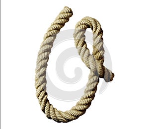 old natural fiber rope bent in the form of letter O