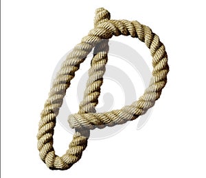 old natural fiber rope bent in the form of letter P