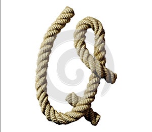 old natural fiber rope bent in the form of letter Q