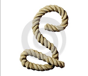 old natural fiber rope bent in the form of letter S