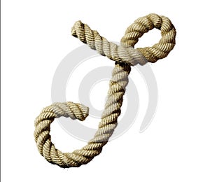 old natural fiber rope bent in the form of letter T