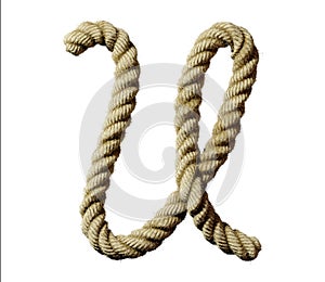 old natural fiber rope bent in the form of letter U