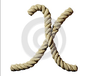 old natural fiber rope bent in the form of letter X