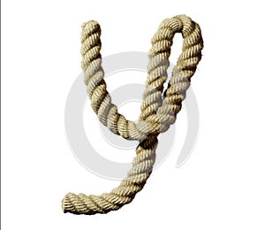 old natural fiber rope bent in the form of letter Y