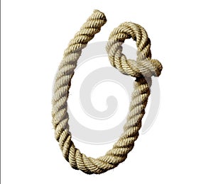 old natural fiber rope bent in the form of number 0