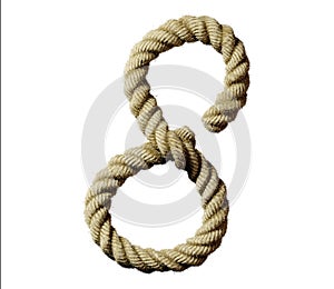 old natural fiber rope bent in the form of number 8