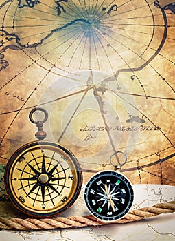 old nautical map with compass suitable as background
