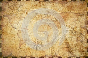 Old nautical treasure map background photo