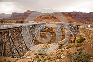 Old Navajo Bridge spanning the Colorado river at Marble Canyon