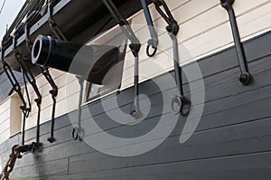 Old Naval gunship and cannon