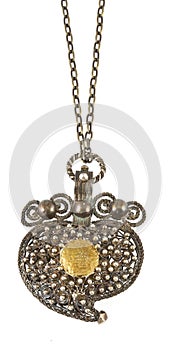 Old necklace on white background