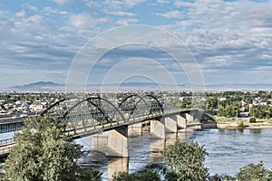 Old and new automobile bridges across the Selenga River, Ulan-Ude city, Republic of Buryatia, Russia