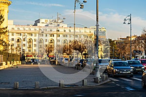 Old and new buildings of Bucharest capital of Romania, 2021