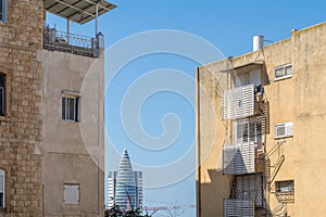 Old and new buildings, viewed from Hadar HaCarmel