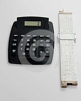 Old and new Calculator and slide rule