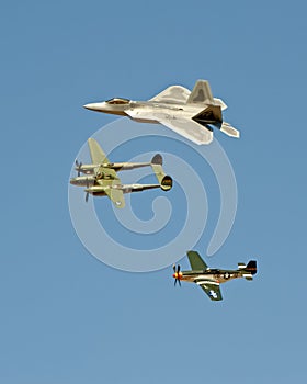 Old and new fighter aircraft