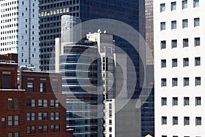 Old and new high-rise buildings in Midtown, architectural details, outdoor roof terraces, New York, NY