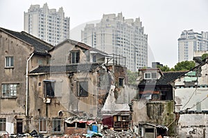 Old and new houses in Shanghai