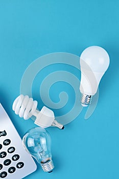 Old and new light bulbs. Energy saving concept