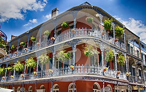 Old New Orleans Building with Balconies and Rails