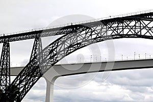 Old and new railway bridge in Oporto, Portugal