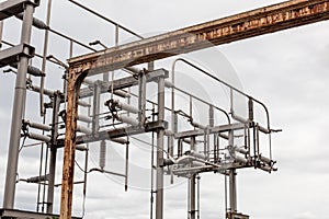 Old and new structures at an electric power facility