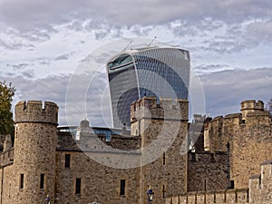 Old and new towers of London