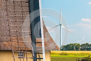 Old and new windmills in The Netherlands